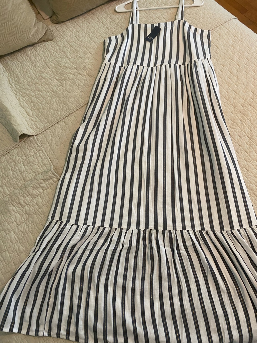 crown & ivy Black and White Striped Maxi dress